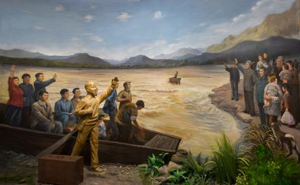 雷鋒生平事跡陳列館一樓展廳——《北上》場(chǎng)景。劉向軍攝